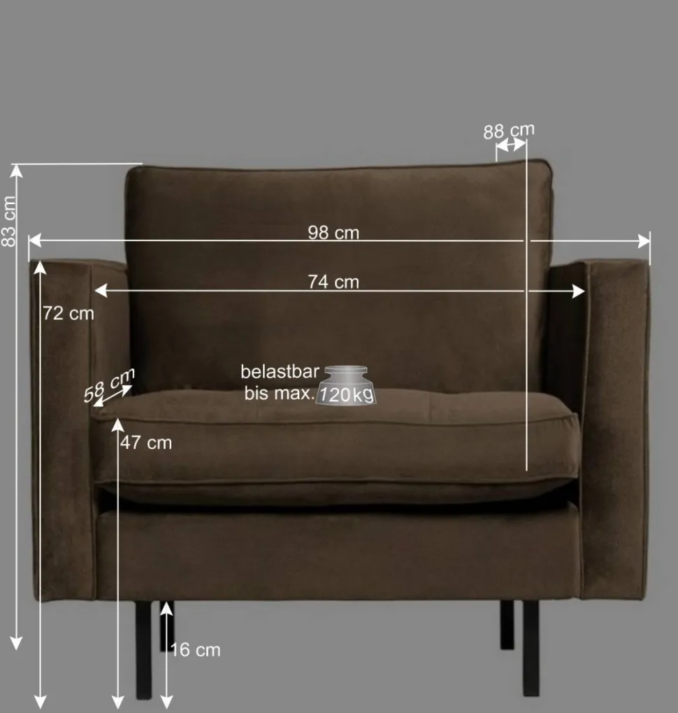 Kantiger Polstersessel in Grün Velvet - Distroit
