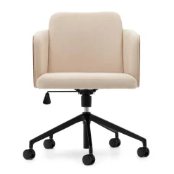 Kantiger Schreibtischsessel in Beige Chenille - Vinzenzo