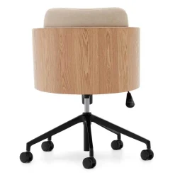 Kantiger Schreibtischsessel in Beige Chenille - Vinzenzo