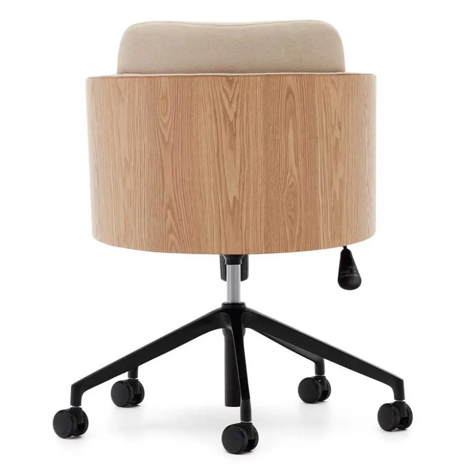 Kantiger Schreibtischsessel in Beige Chenille - Vinzenzo