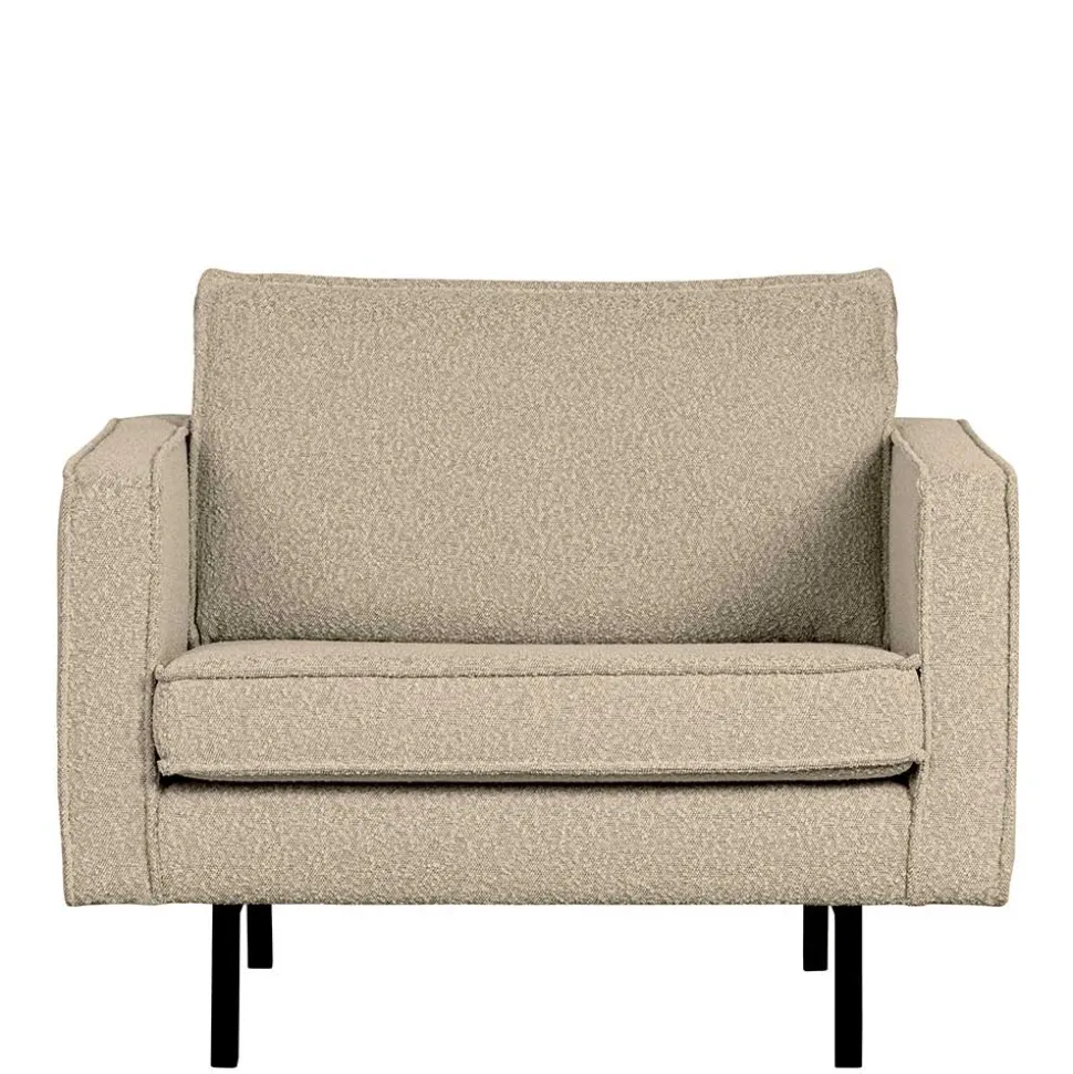Kantiger Sessel aus Boucle in Beige - Glamoure