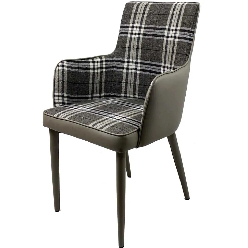 Karierter Esszimmerstuhl im Retro Stil - Gondama (2er Set)