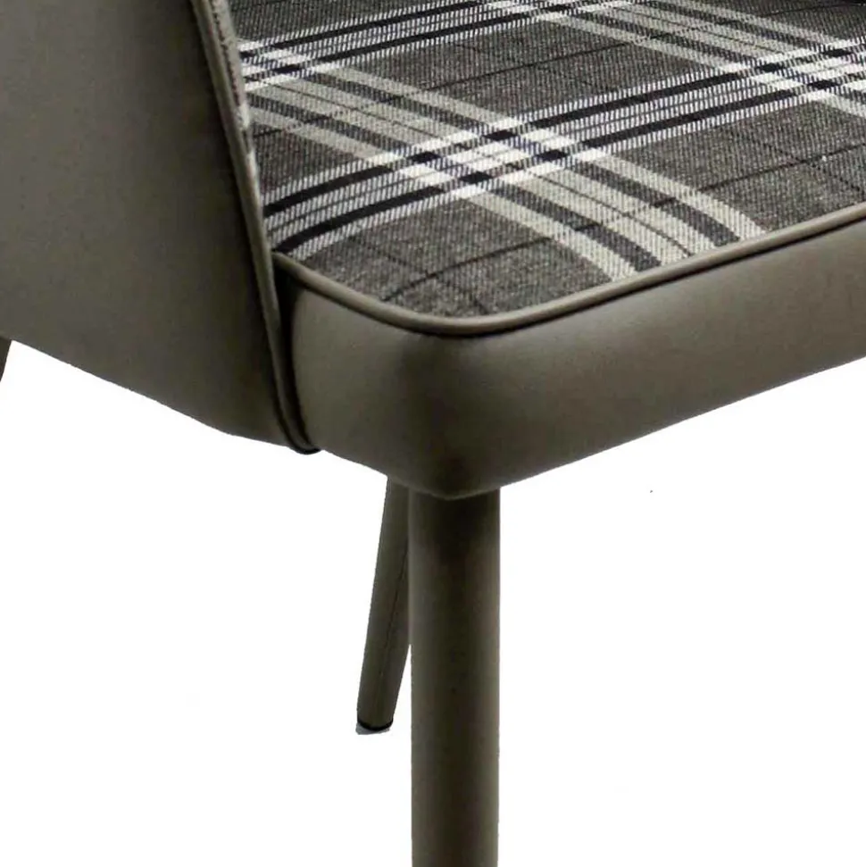 Karierter Esszimmerstuhl im Retro Stil - Gondama (2er Set)