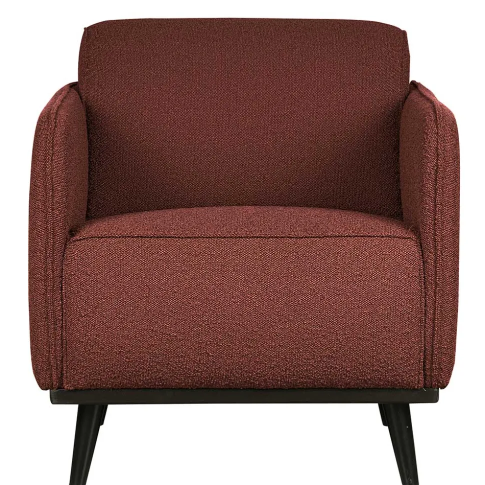 Kastanienfarbener Boucle Polstersessel mit Federkern - Asmatio