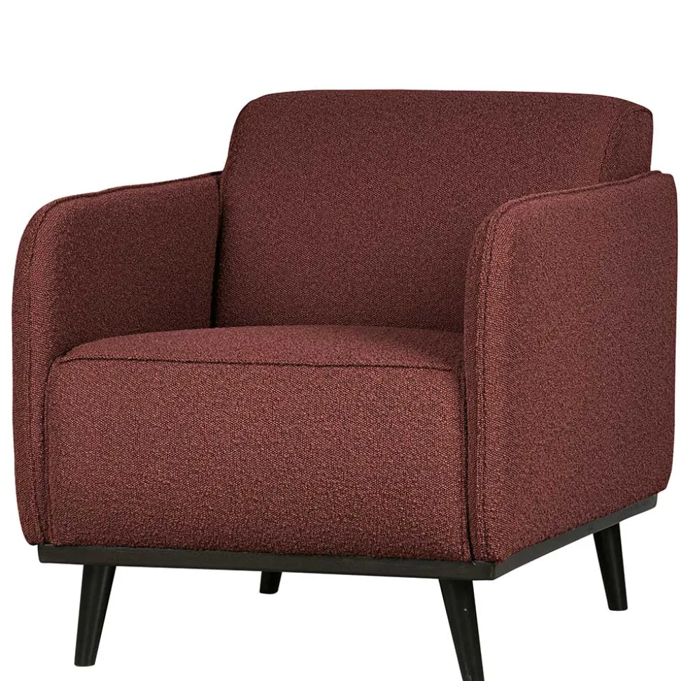 Kastanienfarbener Boucle Polstersessel mit Federkern - Asmatio