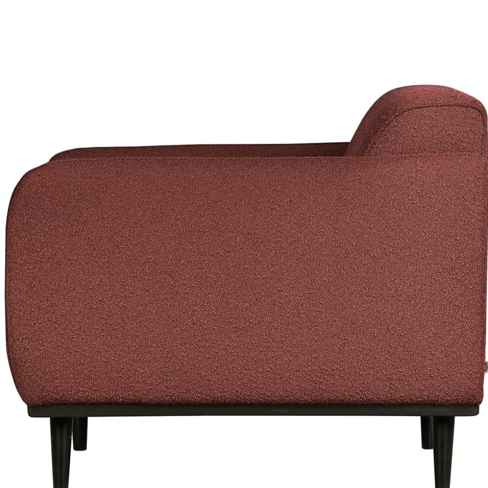 Kastanienfarbener Boucle Polstersessel mit Federkern - Asmatio