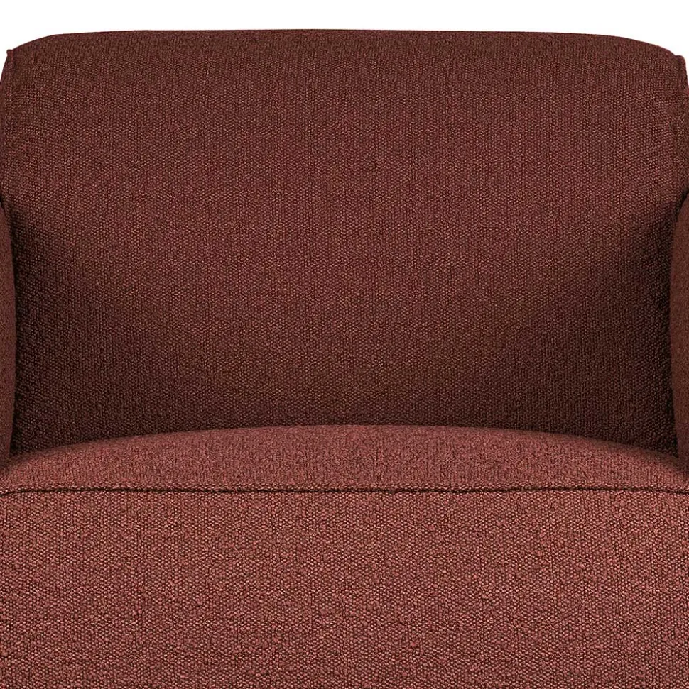 Kastanienfarbener Boucle Polstersessel mit Federkern - Asmatio