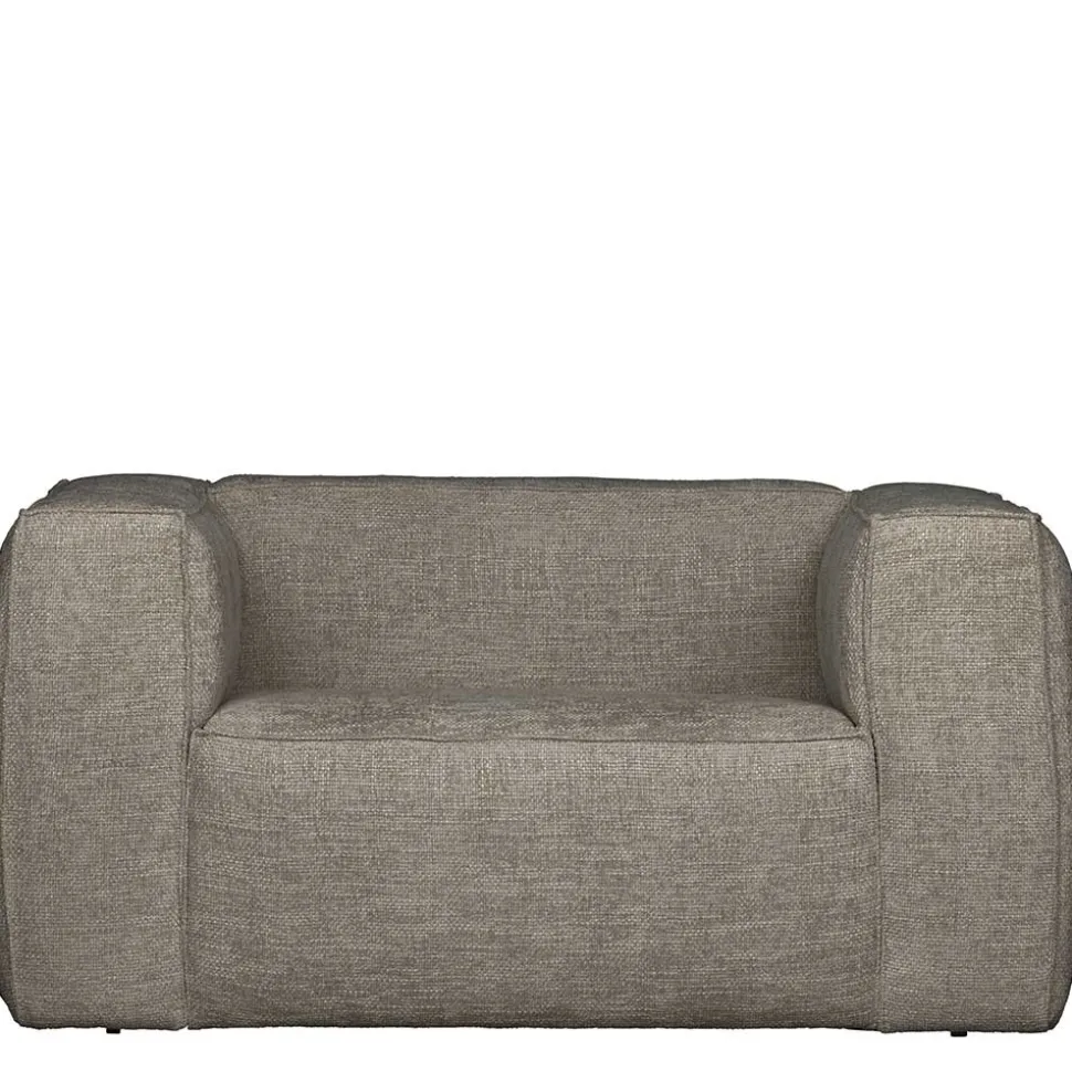 Kastiger Sessel aus Webstoff in Beigegrau - Babro