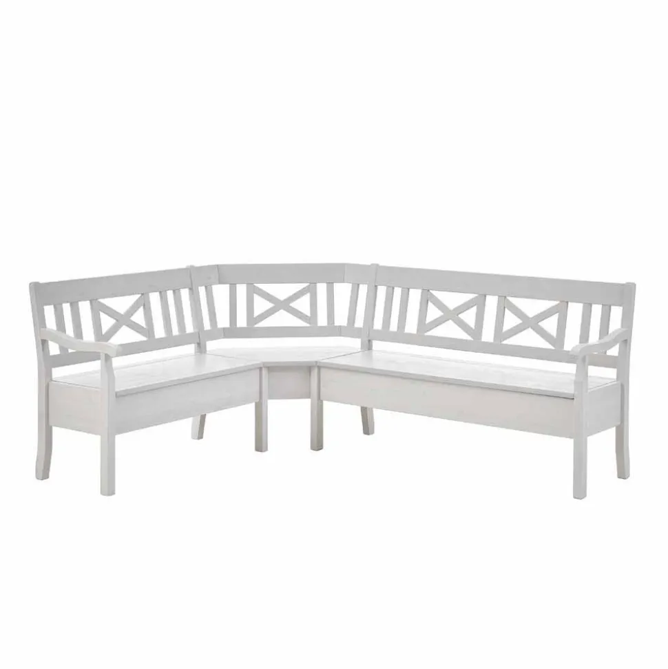 Kücheneckbank Onesti in Weiß Kiefer massiv