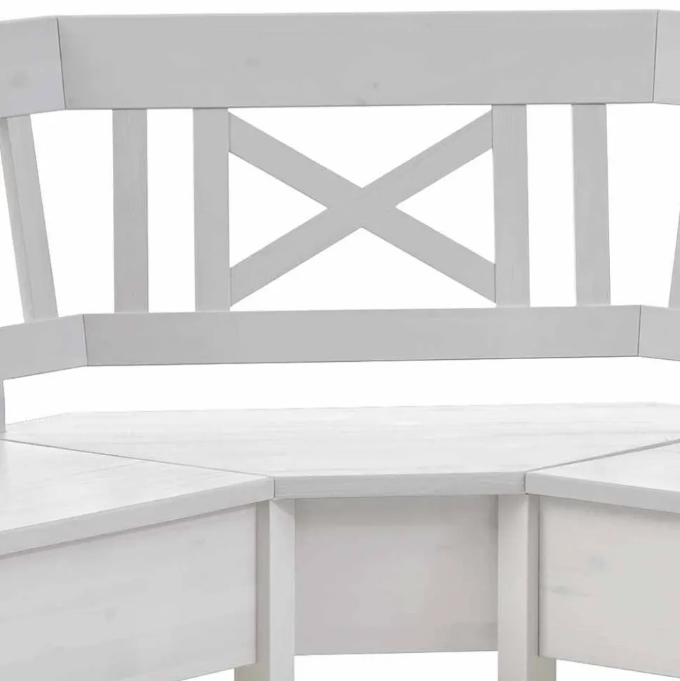 Kücheneckbank Onesti in Weiß Kiefer massiv