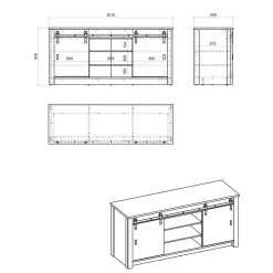 Küchenmöbel Kombination in Weiß Grau - Eture (dreiteilig)