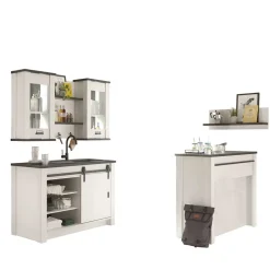 Küchenmöbel mit Theke in Weiß & Grau - Eture (sechsteilig)