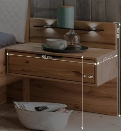 Kernbuche Bett & Nachtkommoden - Krofun (dreiteilig)