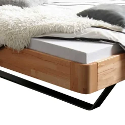 Kernbuche Bett mit grauen Metall Kufen - Desirea