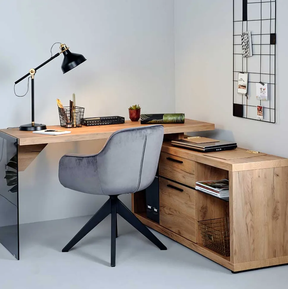 Kernbuche Design Schreibtisch mit Regal Anbau - Manaus