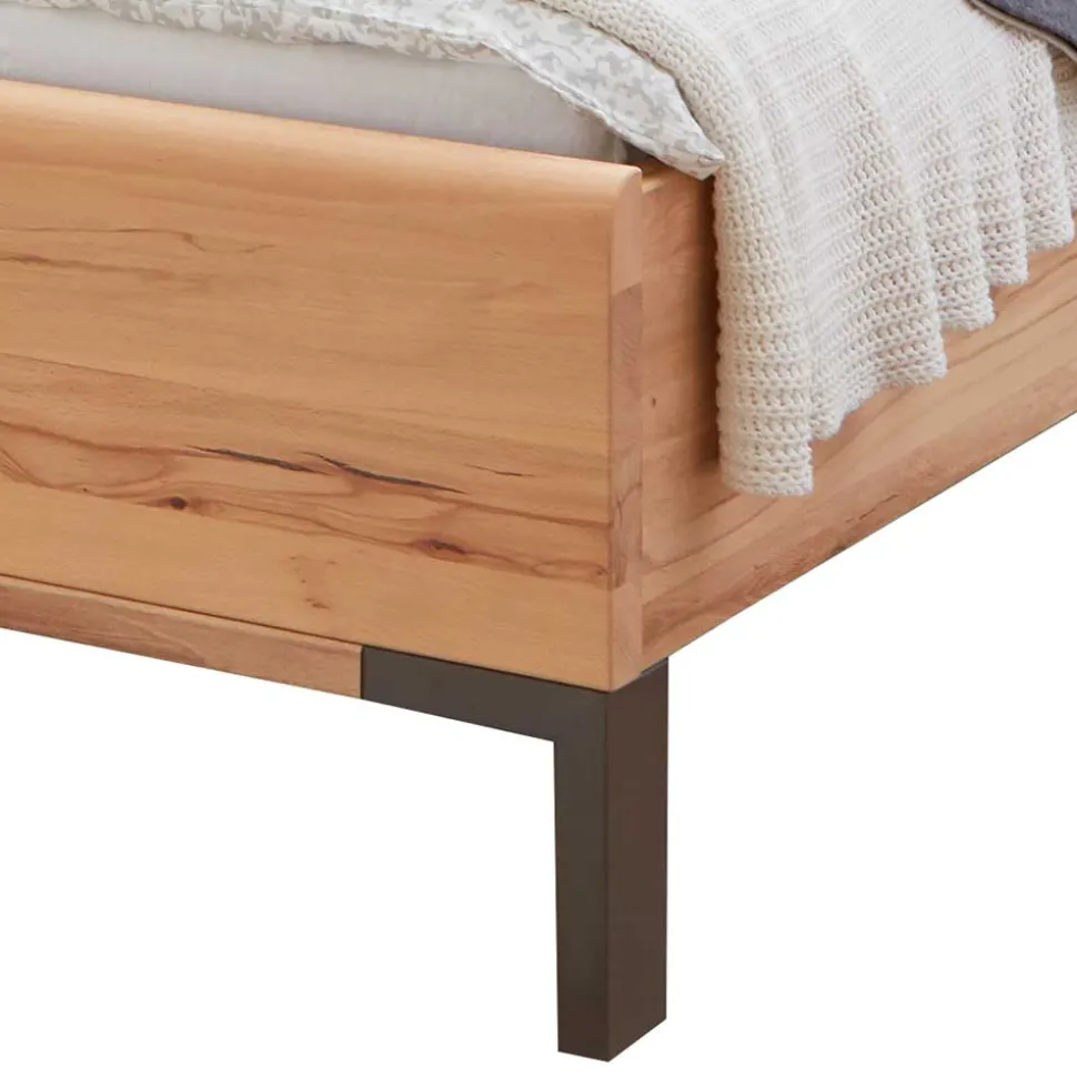 Kernbuche Designbett mit Kunstleder Kopfteil - Krofun