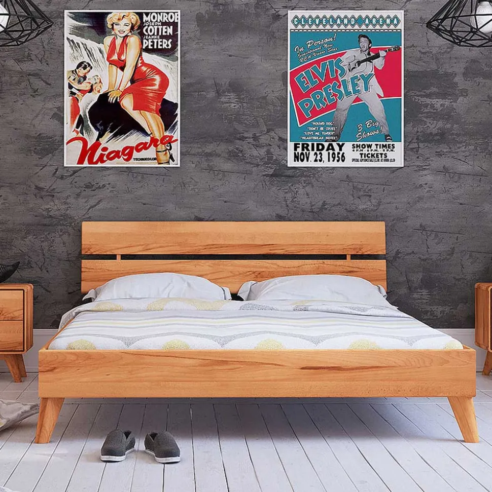 Kernbuche Holzbett mit Überlänge 220 cm - Junola III