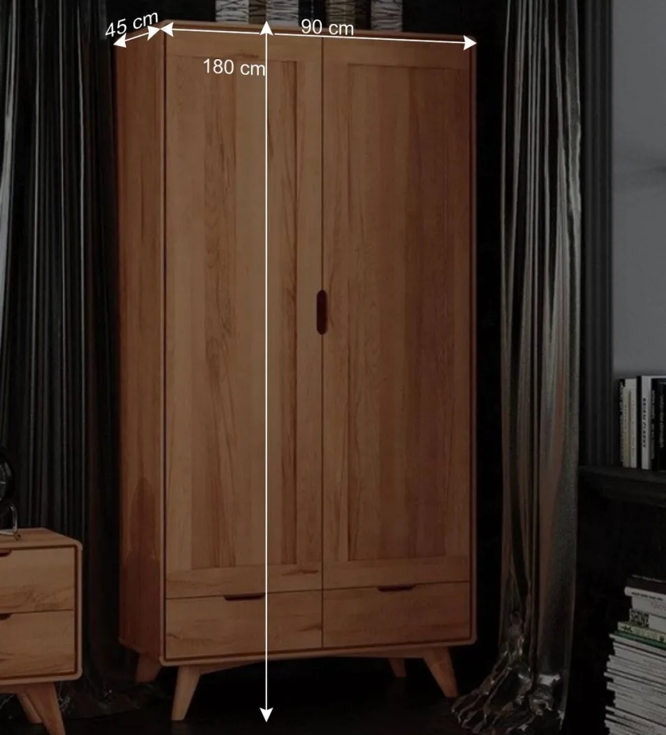 Kernbuche Kleiderschrank mit 2 Türen - Junola