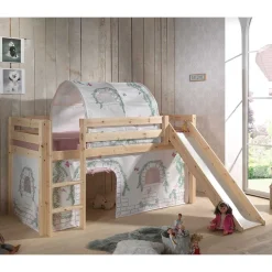 Kiefer Mädchen Hochbett mit Vorhang - Habic