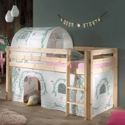 Kiefer Mädchen Hochbett mit Vorhang - Habic