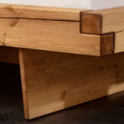 Kiefernholz Balkenbett in Eichefarben - Kalastania