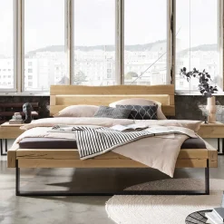 Kiefernholz Balkenbett mit LED Licht - Antina