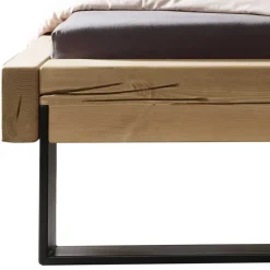 Kiefernholz Balkenbett mit LED Licht - Antina