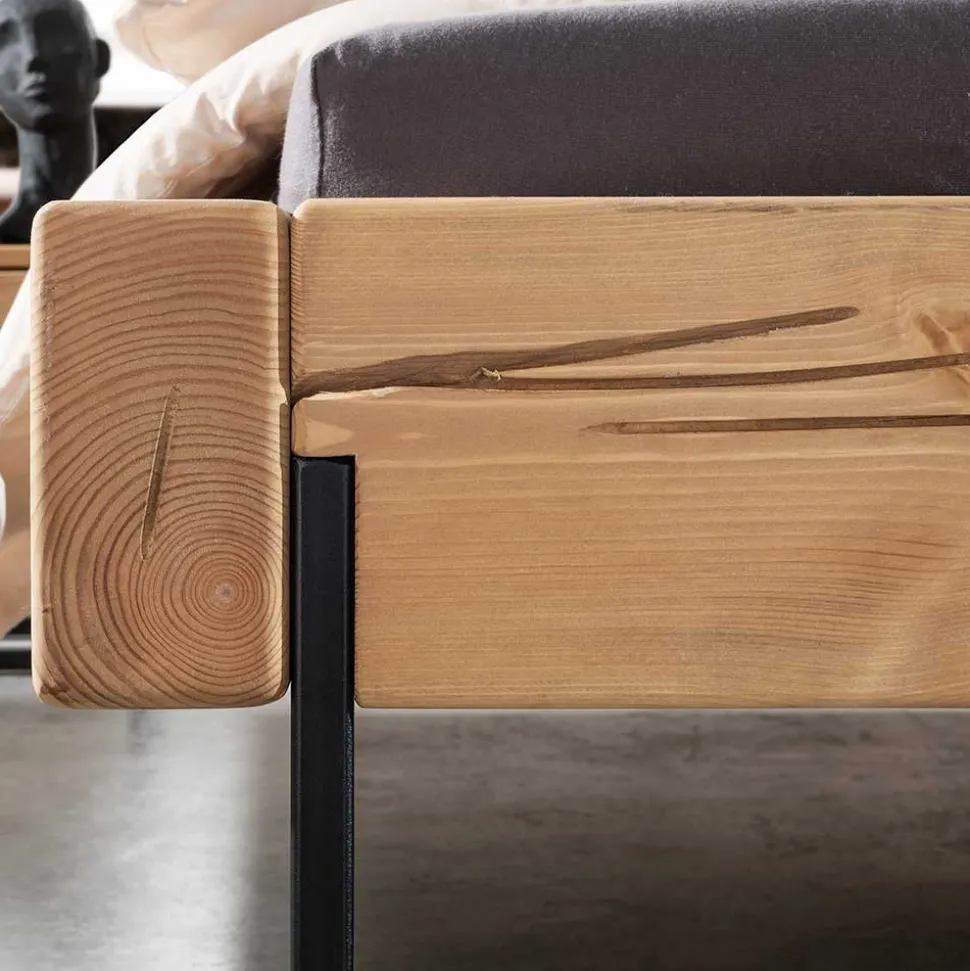 Kiefernholz Balkenbett mit LED Licht - Antina