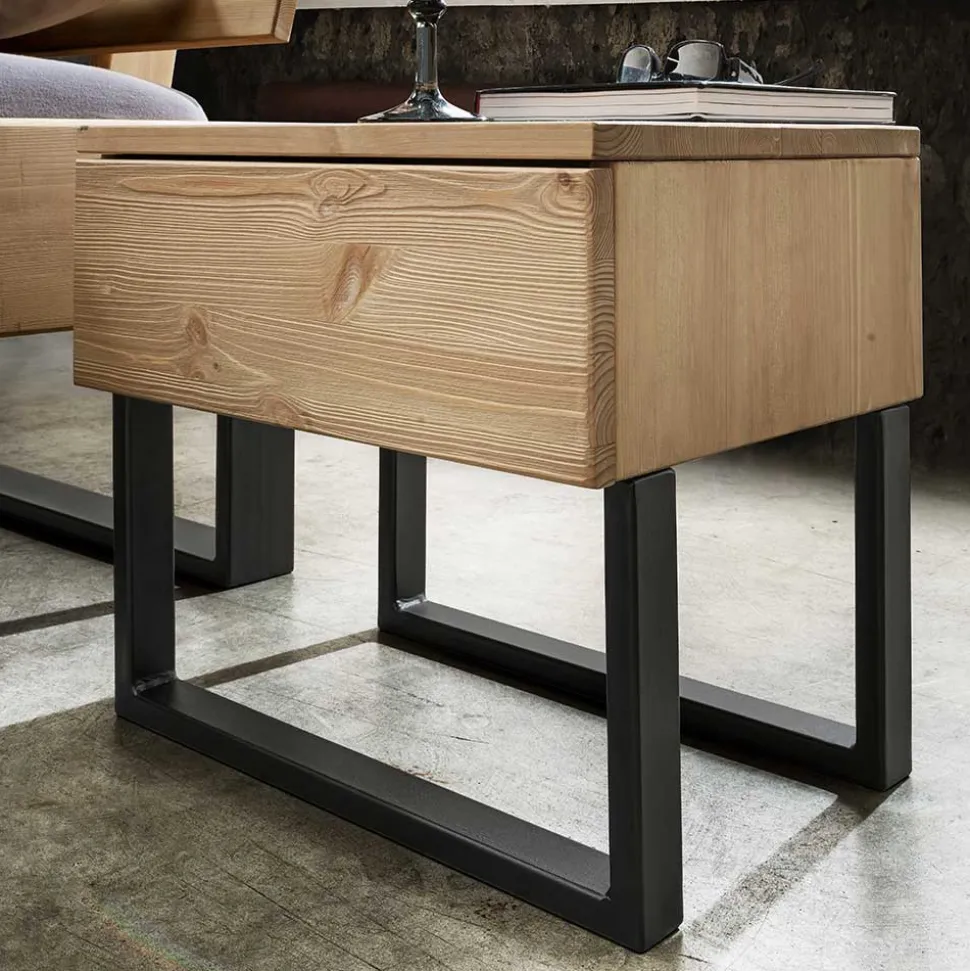 Kiefernholz Balkenbett mit LED Licht - Antina