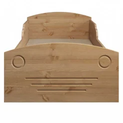 Kiefernholz Bett im Auto Look mit Bettkasten - Soveca