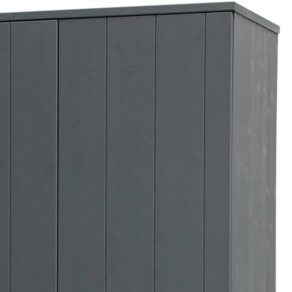 Kiefernholz Kleiderschrank in Grau dunkel - Isnos I