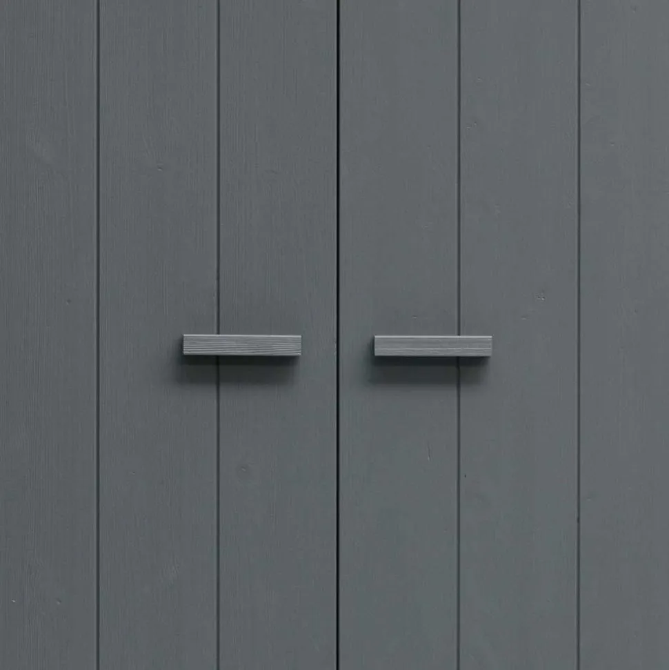 Kiefernholz Kleiderschrank in Grau dunkel - Isnos I