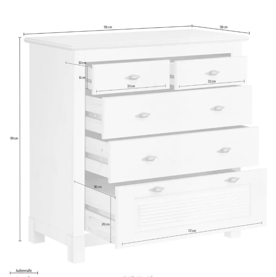 Kiefernholz Kommode mit Metallgriffen - Lavronica