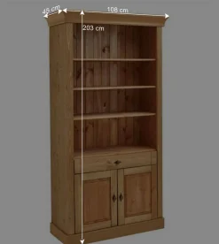 Kiefernholz Landhaus Regal 108x203x45 cm - Piatra