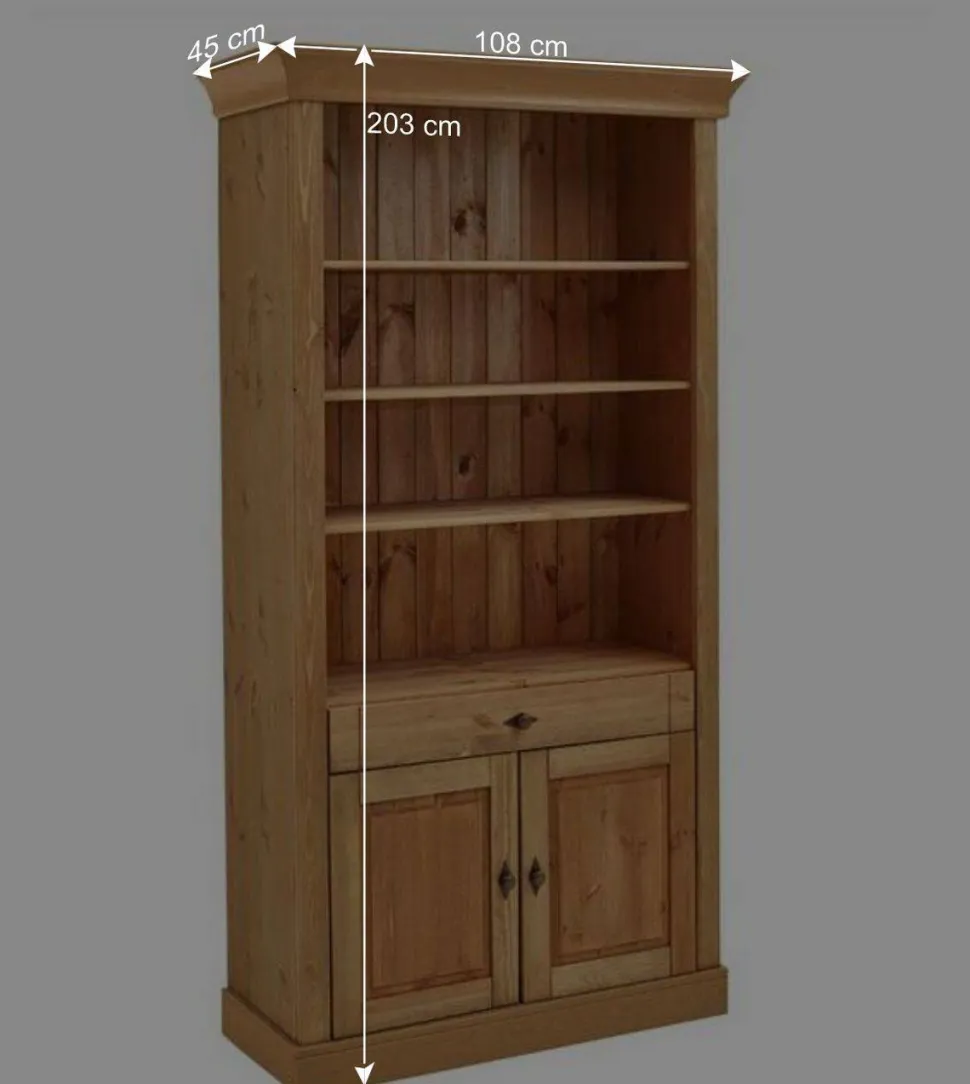 Kiefernholz Landhaus Regal 108x203x45 cm - Piatra