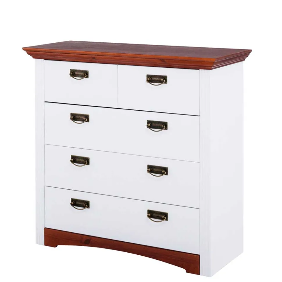 Kiefernholz Schubladen Kommode zweifarbig - Beapta