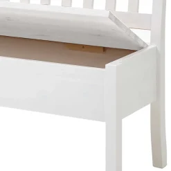 Kiefernholz Truhenbank in Weiß - Zanaris