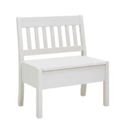 Kiefernholz Truhenbank in Weiß - Zanaris