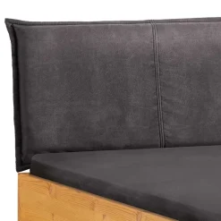 Kiefernholz-Bett gelaugt mit Stoff-Kopfteil - Phiano