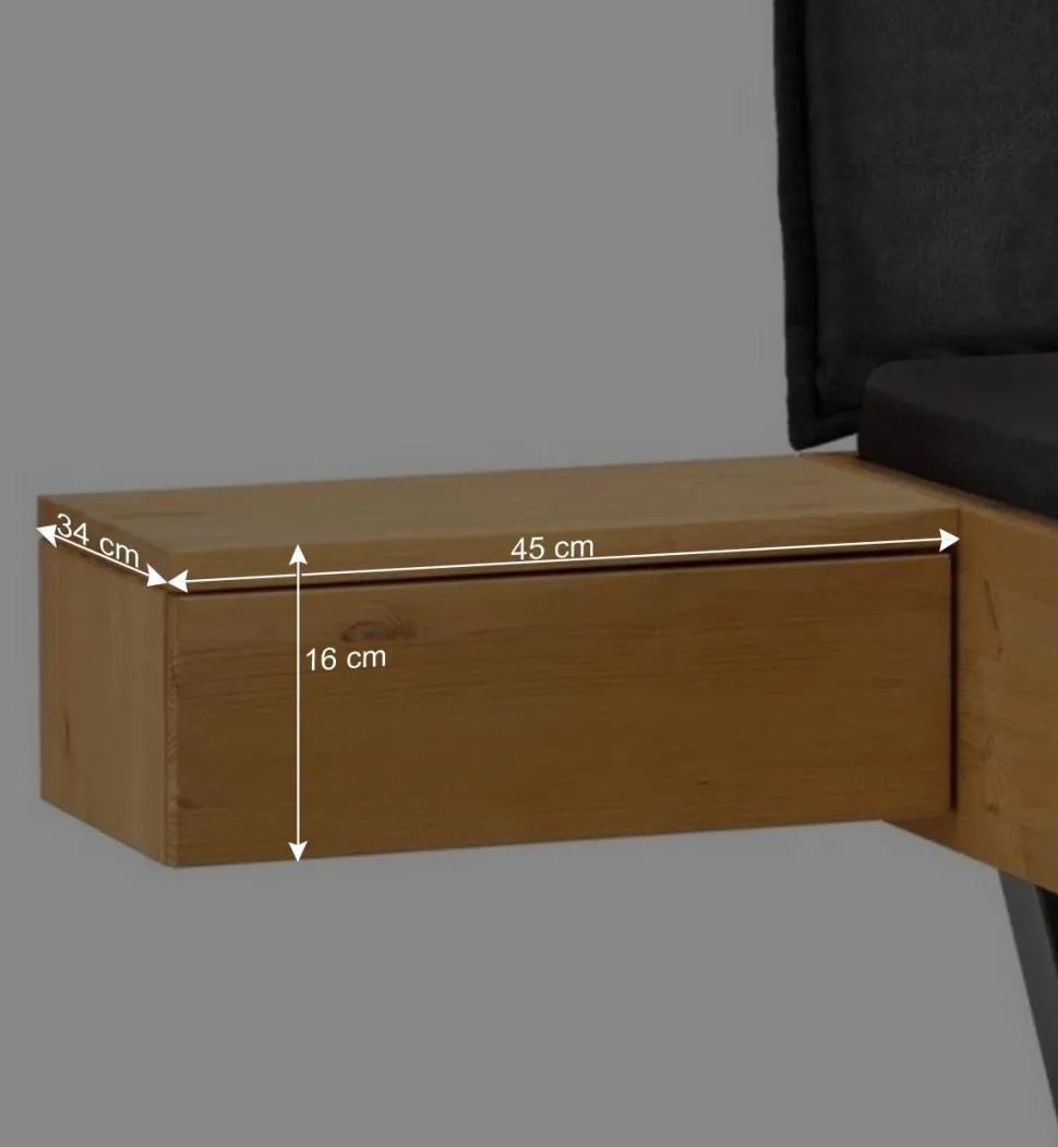 Kiefernholz-Bett gelaugt mit Stoff-Kopfteil - Phiano