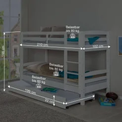 Kinder Etagenbett mit Ausziehbett optional - Samanca