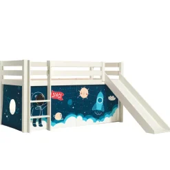 Kinder Hochbett in Weiß mit Rutsche - Besjan