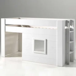 Kinder Hütten Hochbett in Weiß - Pedro
