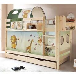 Kinder Kiefernholz-Stockbett in Natur - Nioara