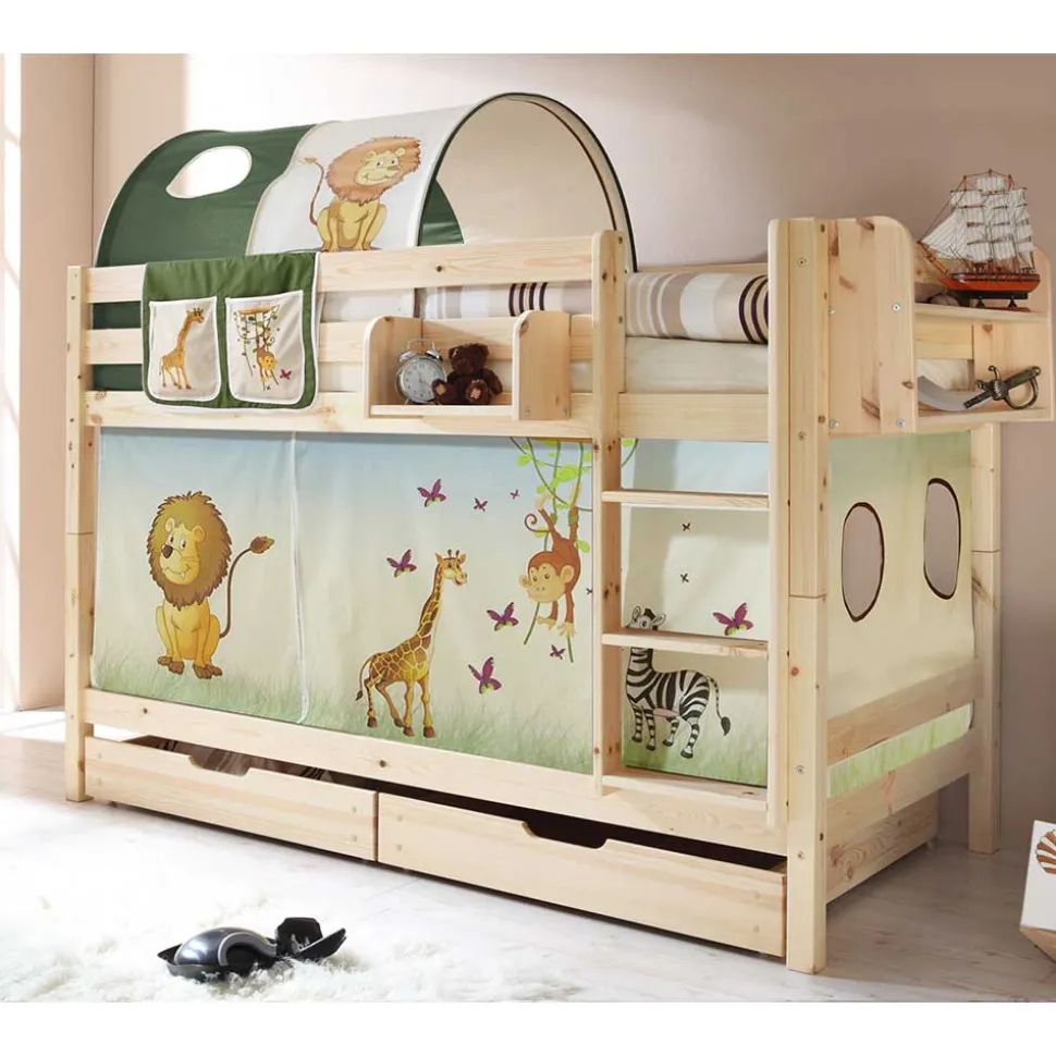 Kinder Kiefernholz-Stockbett in Natur - Nioara