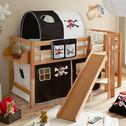 Kinder Piraten Spielbett in Natur & Schwarz & Weiß - Celorma