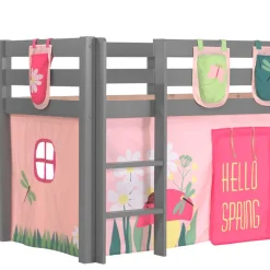 Kinder Rutschbett in Grau mit Vorhang - Kalistra