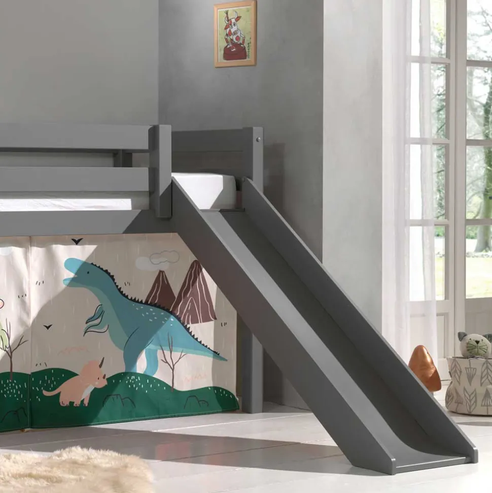 Kinder Rutschbett in Grau mit Dinos - Jevedaz
