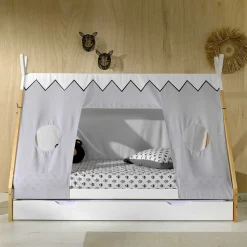 Kinderbett im Zelt Design in Weiß & Hellgrau & Natur - Nutures