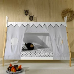 Kinderbett im Zelt Design in Weiß & Hellgrau & Natur - Nutures